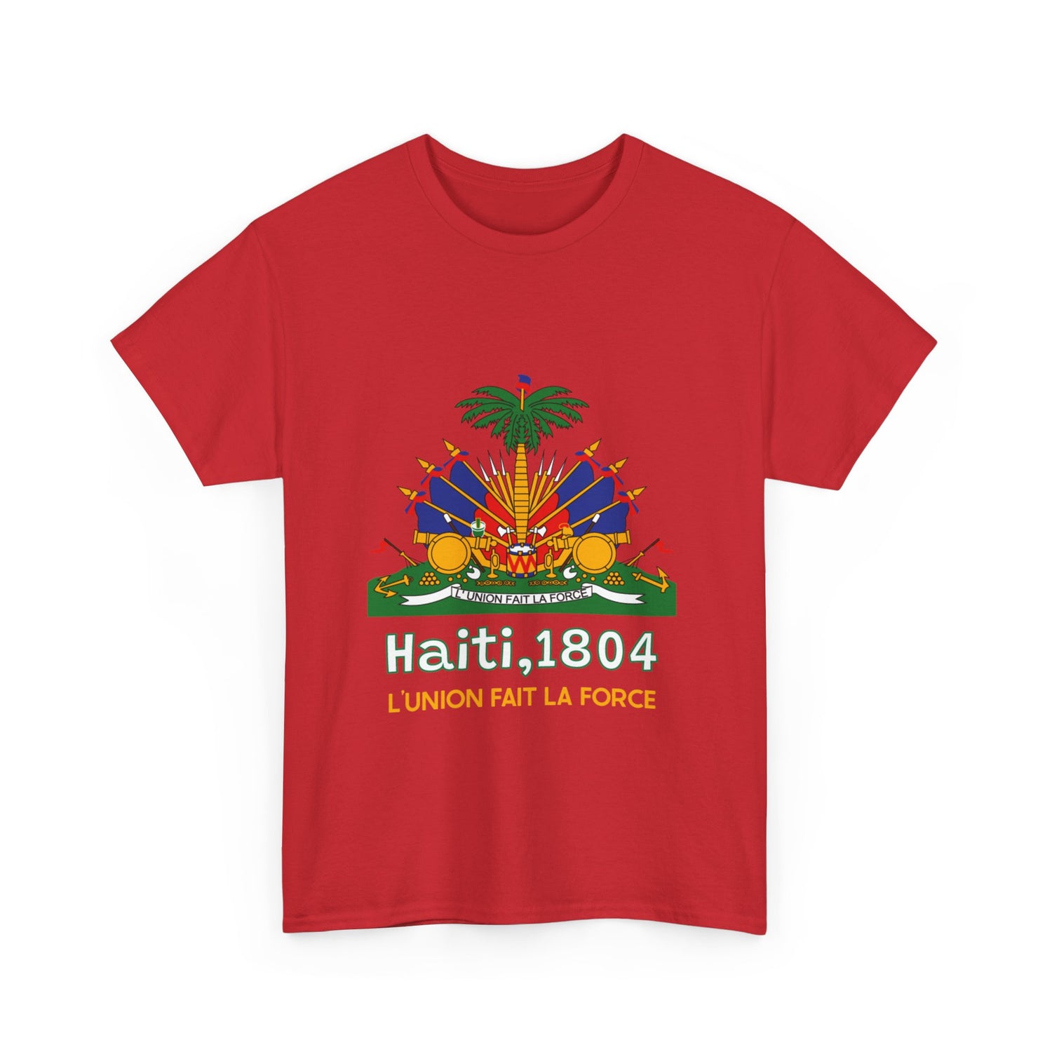 Unisex T-shirt met korte mouwen, Haïti, vlag, drapeau, katoen