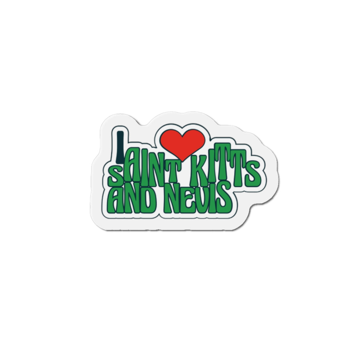 I Love Saint Kitts and Nevis Die-Cut Magnets, Fun Souvenir, Travel Decor, Love for Travel, Caribbean Gift, Refrigerator Magnet