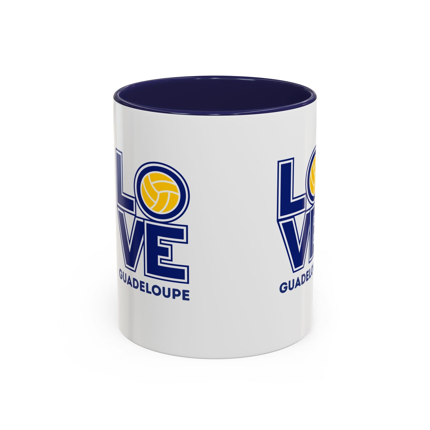 GUADELOUPE  Accent Coffee Mug with Love Volleyball Design - Perfect for Sports Fans, Gifts, Home Decor, Coffee Lovers, and Celebrations