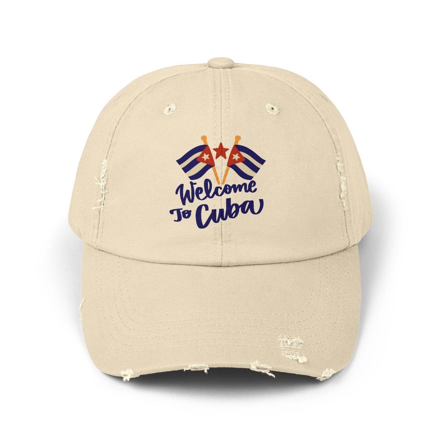 Welcome to Cuba Unisex Distressed Cap | Casual Style for Travel Lovers