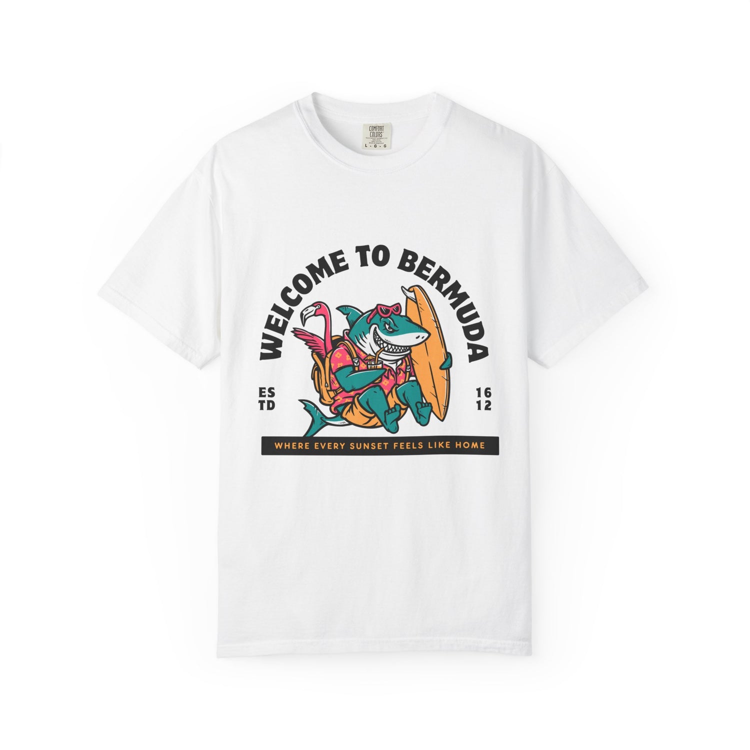 Welcome to Bermuda Unisex T-Shirt - Surfer Shark Design