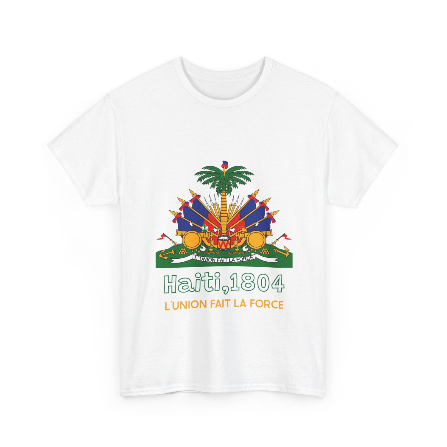 Unisex T-shirt met korte mouwen, Haïti, vlag, drapeau, katoen