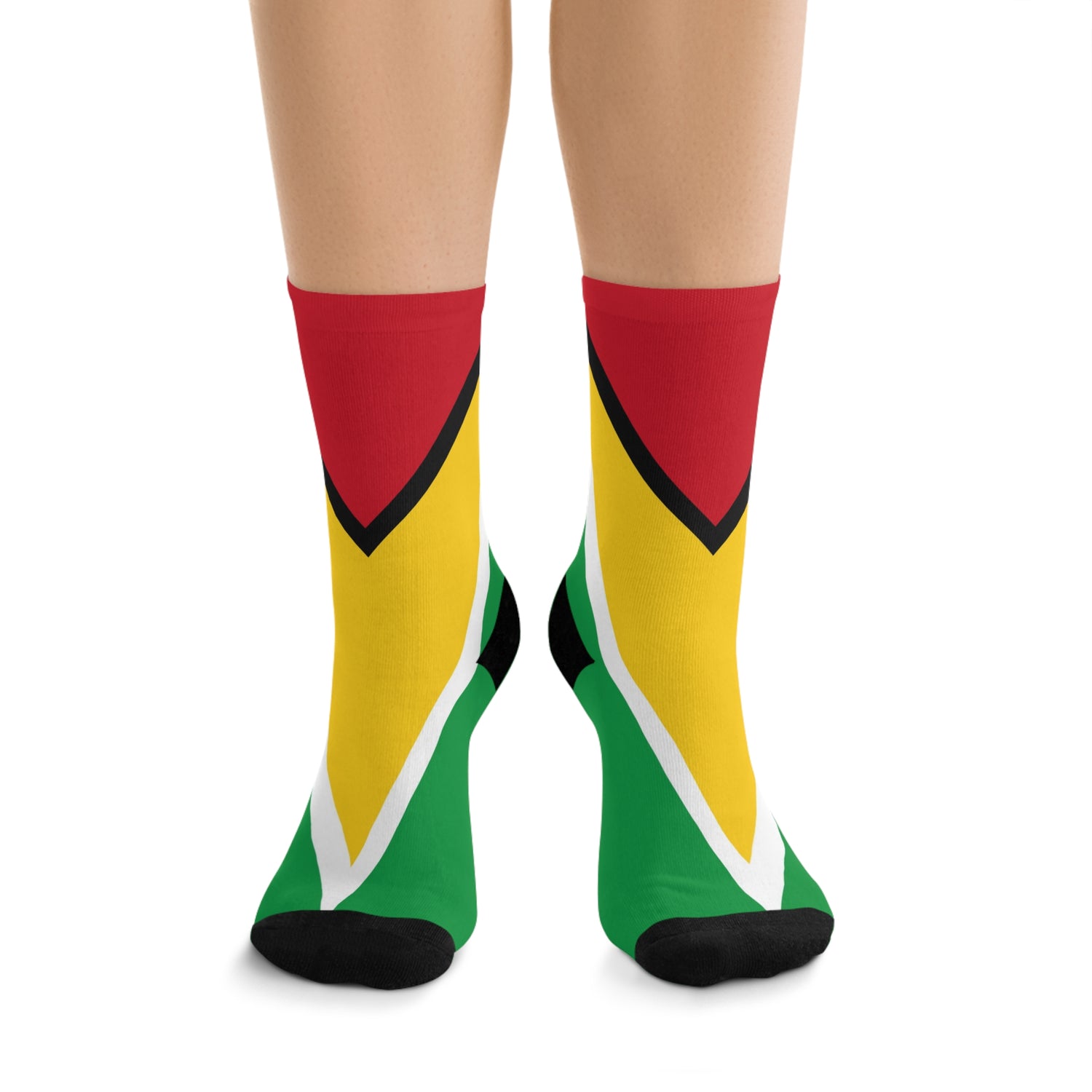 Guyana Pride Recycled Poly Socks - Eco-Friendly Colorful Crew Socks