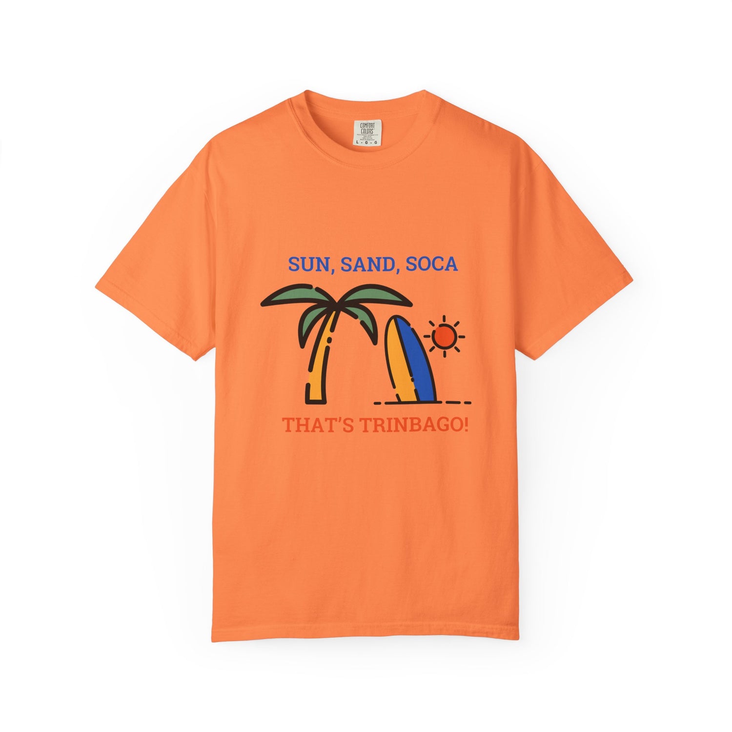Unisex Garment-Dyed T-Shirt – Sun, Sand, Soca – Perfect for Beach Days and Celebrations! | Trinidad and Tobago