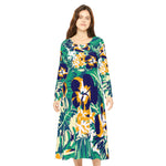 St. Vincent and The Grenadines Tropical Floral Long Sleeve Dance Dress, Perfect for Summer Parties, Dancing, Vacation Wear