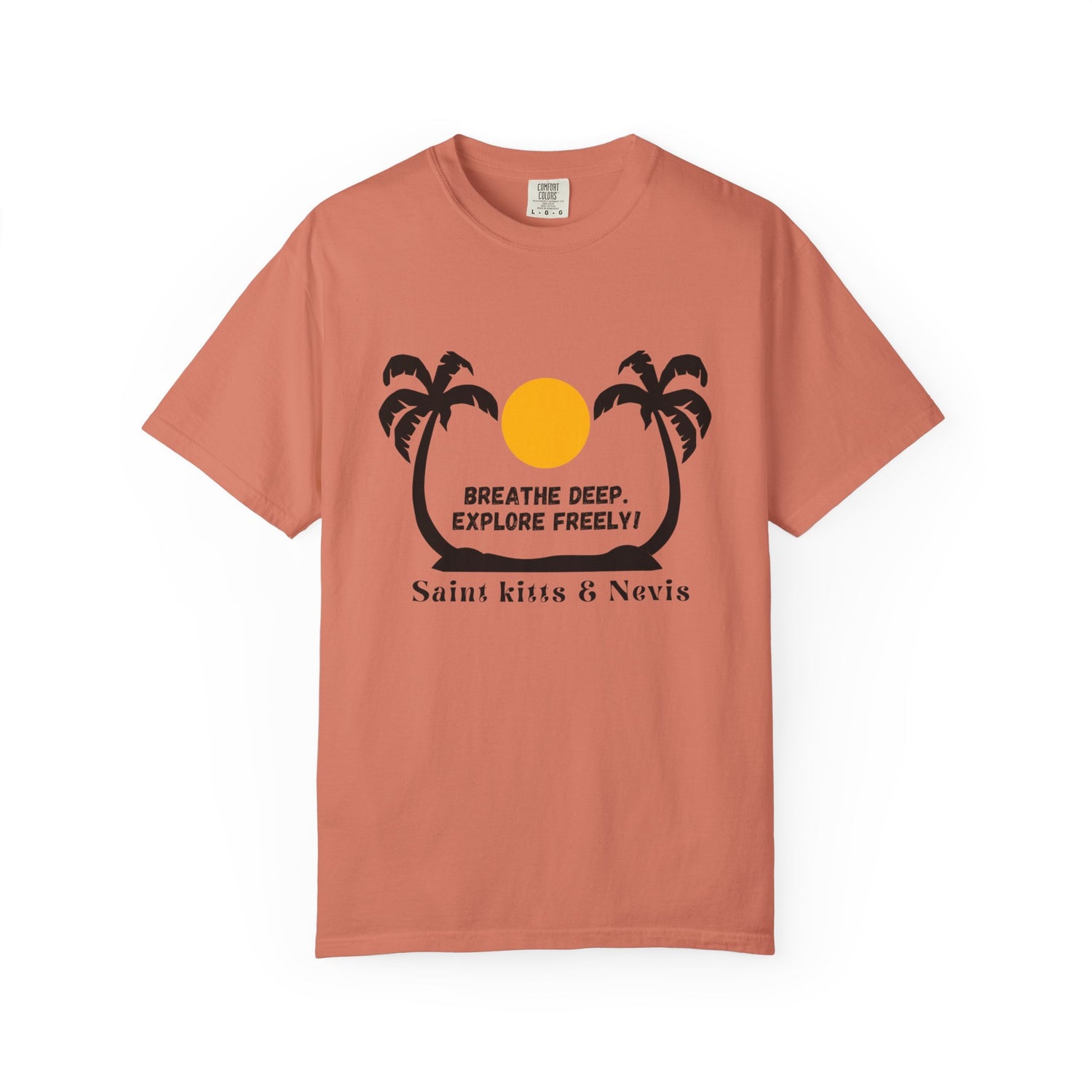 Breathe Deep Explore Freely T-Shirt - Unisex Garment-Dyed Tee for Beach Lovers | Saint Kitts & Nevis