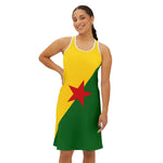 French Guiana Dress with Star Design, Casual Summer Dress, Beach Cover-Up, Festival Outfit, Colorful Day Dress, Holiday Appare