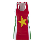 Vibrant Women's Racerback Dress - Suriname Flag Design, Summer Fashion, Casual Wear, Beach Outfit, Festival Dress