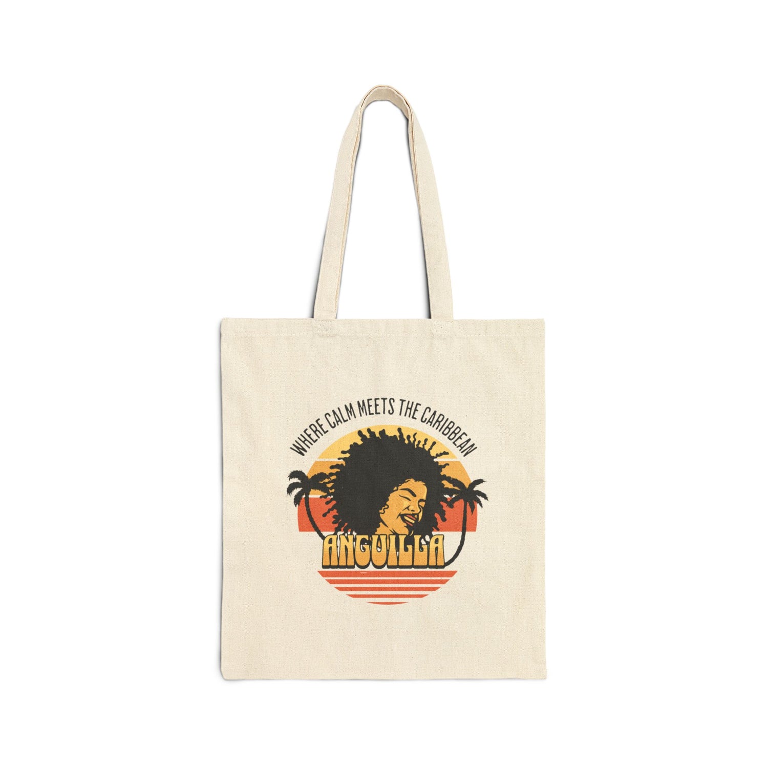 Anguilla Beach Vibes Cotton Canvas Tote Bag - Eco-Friendly Travel Essential