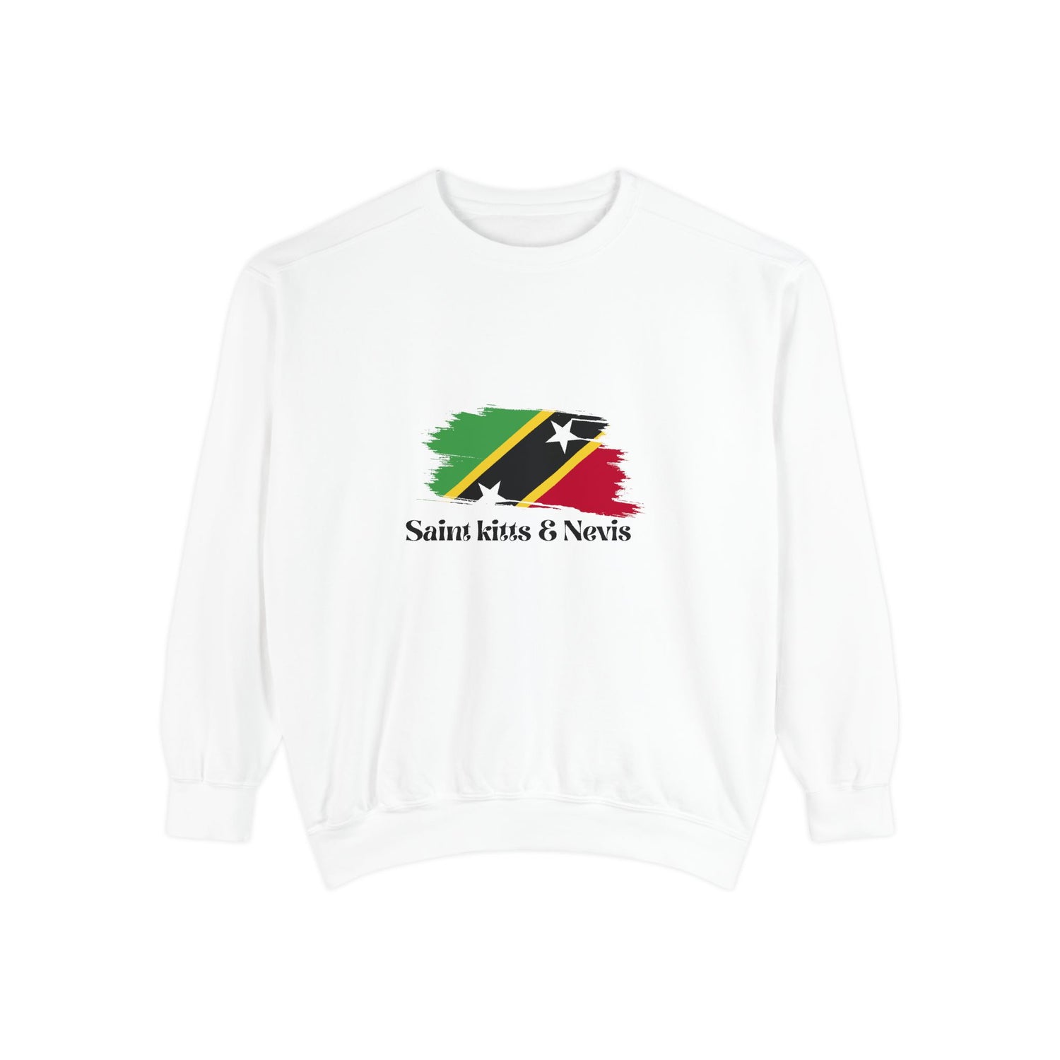 Saint Kitts & Nevis Sweatshirt, Unisex Garment-Dyed Crewneck, Caribbean Pride Apparel, Vacation Souvenir, Unique Travel Gift