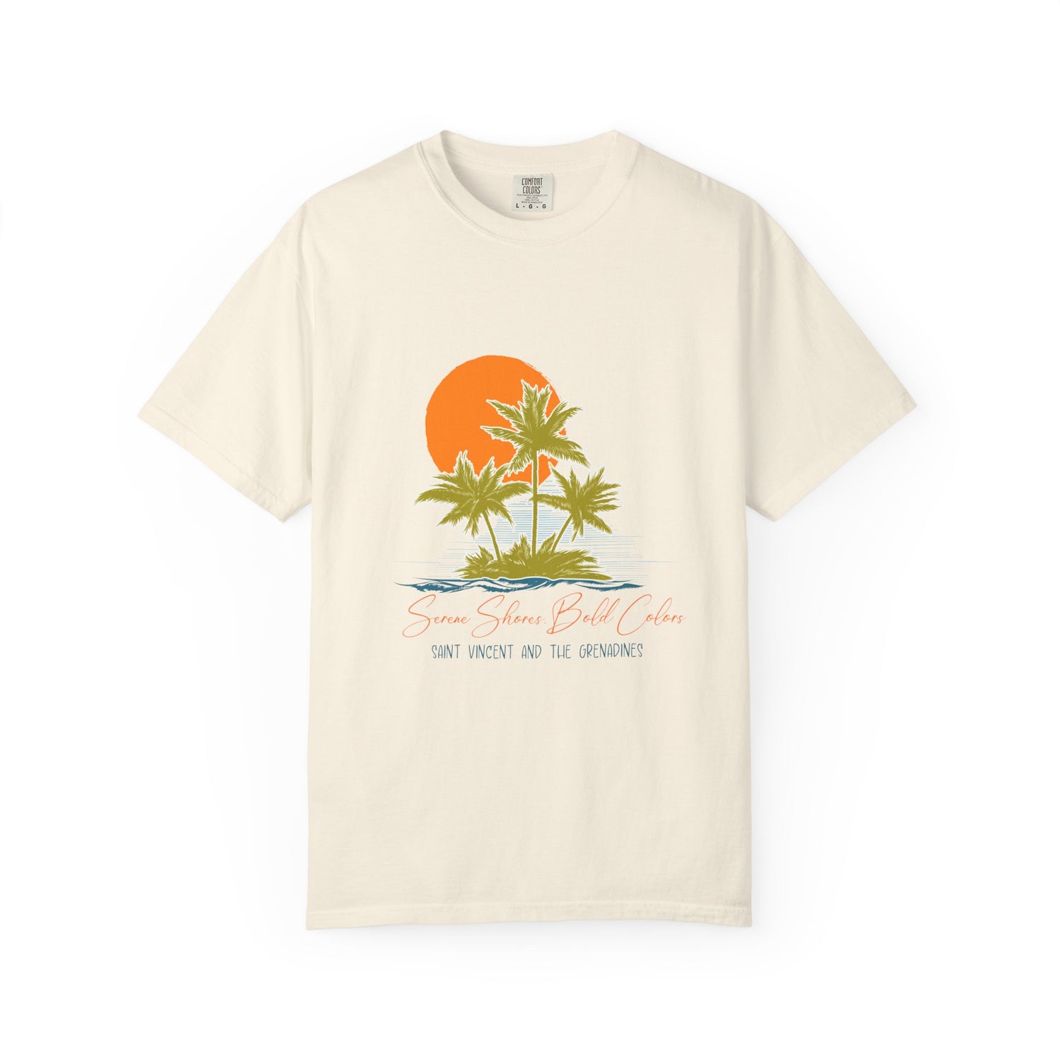 Tropical Vibe Unisex T-Shirt - "Some Shores Bold Colors" Sun & Palm Design | Saint Vincent & the Grenadines