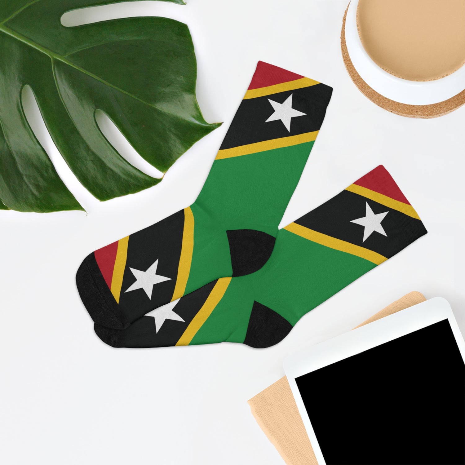 Eco-Friendly St. Kitts & Nevis Socks - Colorful Recycled Poly Design