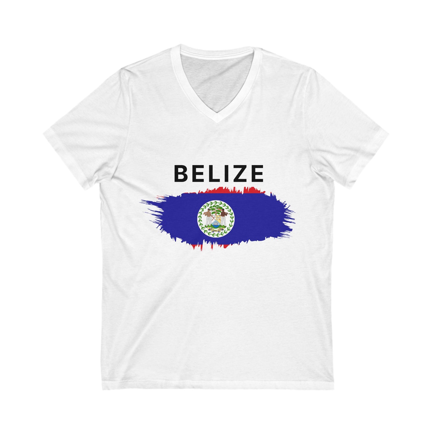 Belize Flag V-Neck Tee – Unisex Short Sleeve Shirt
