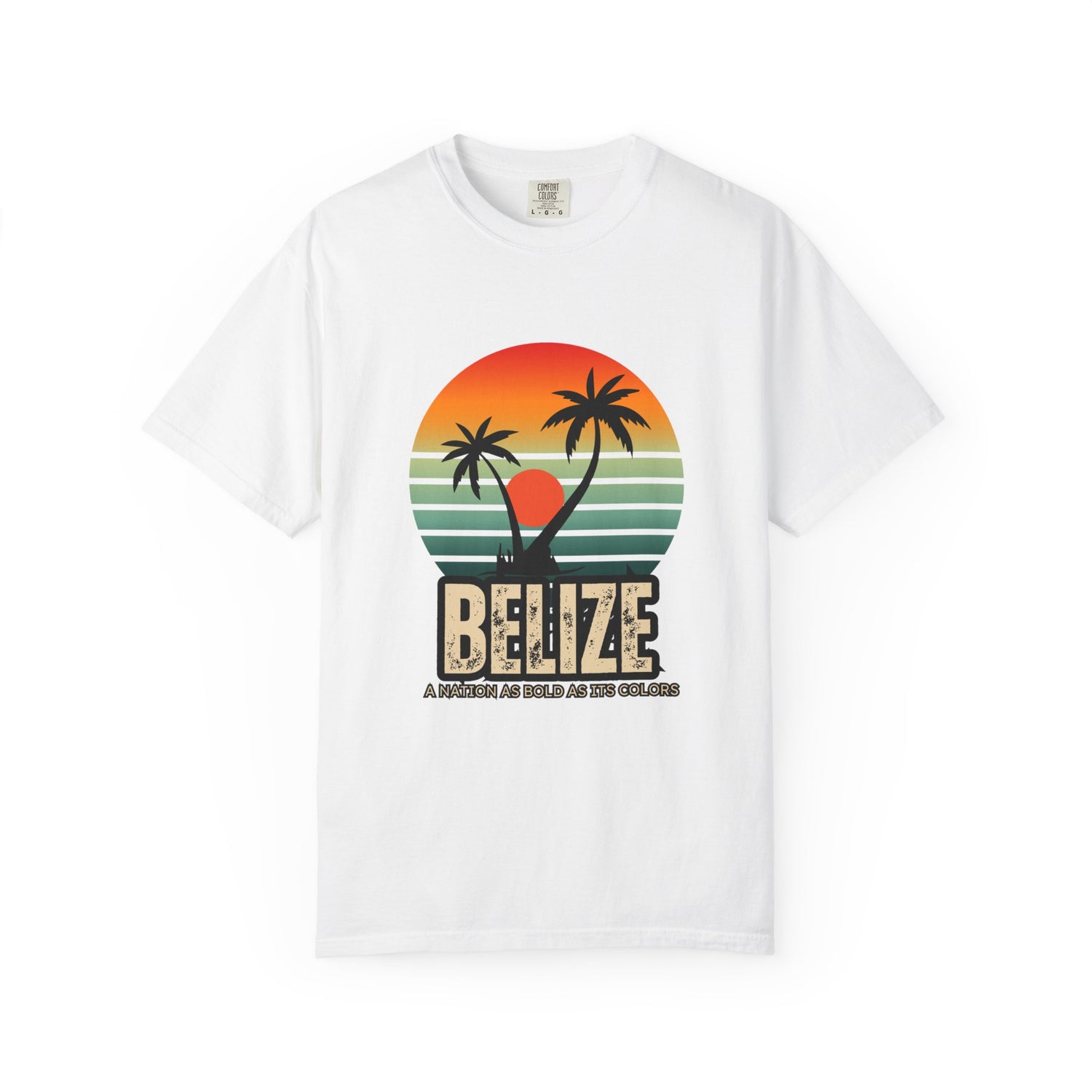 Belize Sunset Vintage Tee – Unisex Garment-Dyed Tropical Shirt