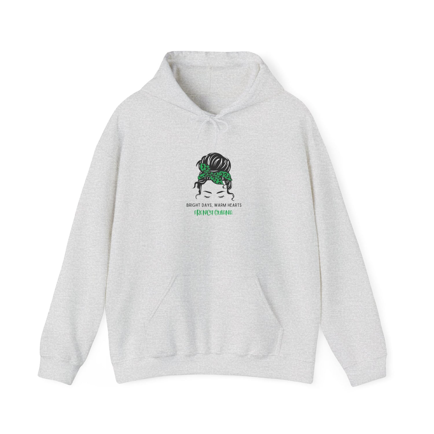 Motivational Hooded Sweatshirt  "Bright Days, Warm Hearts" French Guiana