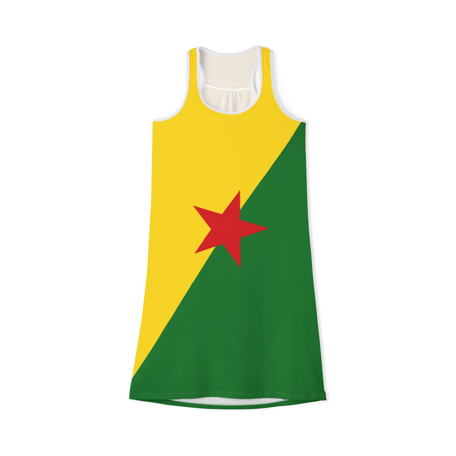 French Guiana Dress with Star Design, Casual Summer Dress, Beach Cover-Up, Festival Outfit, Colorful Day Dress, Holiday Appare