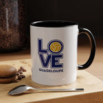 GUADELOUPE  Accent Coffee Mug with Love Volleyball Design - Perfect for Sports Fans, Gifts, Home Decor, Coffee Lovers, and Celebrations