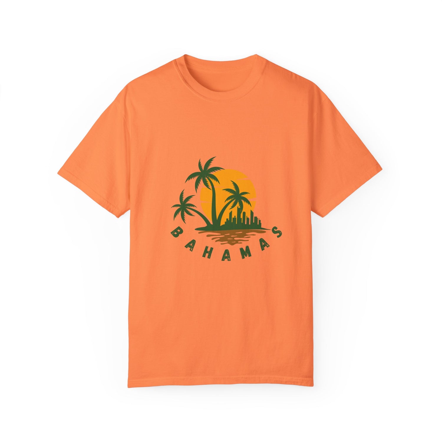 Unisex Garment-Dyed T-shirt with Bahamas Sunset Design - Perfect for Beach Lover's Getaway