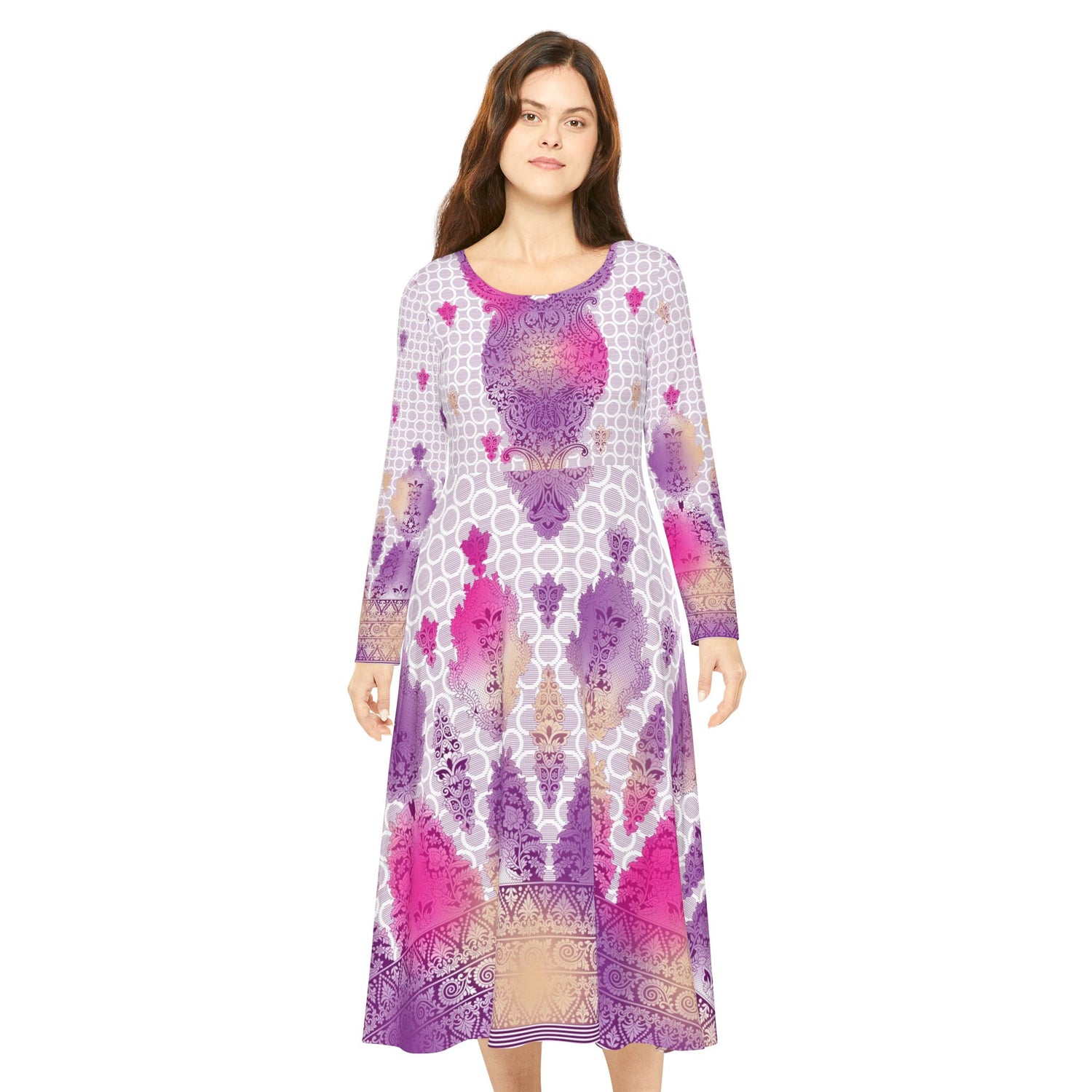 Women's Long Sleeve Dance Dress - Bahamas Vibrant Style, Perfect for Parties, Dance Recitals, Celebrations, Fashion Events, Everyday Wear