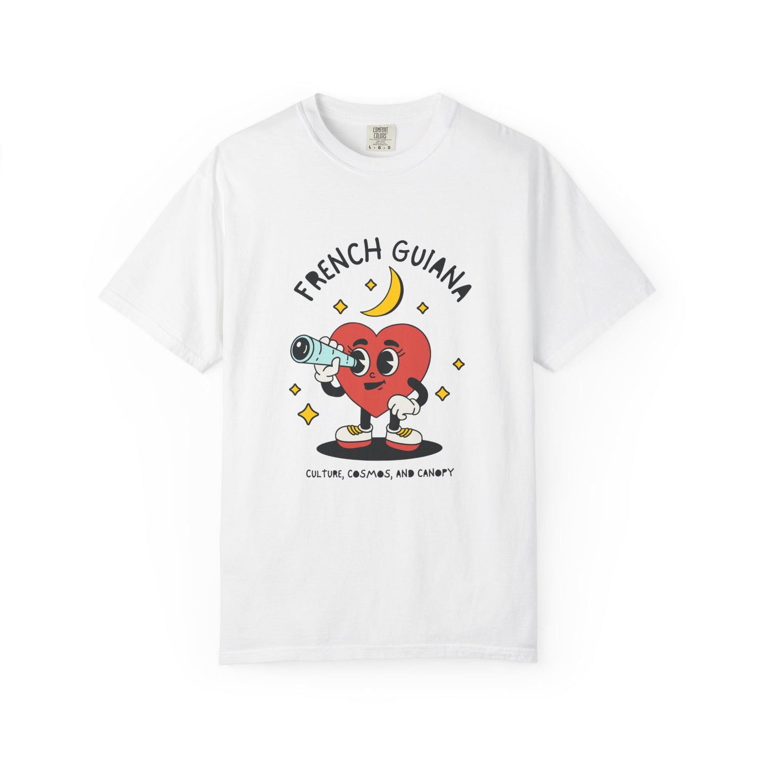 French Guiana Heart T-Shirt - Unisex Garment-Dyed Tee for Travel Lovers