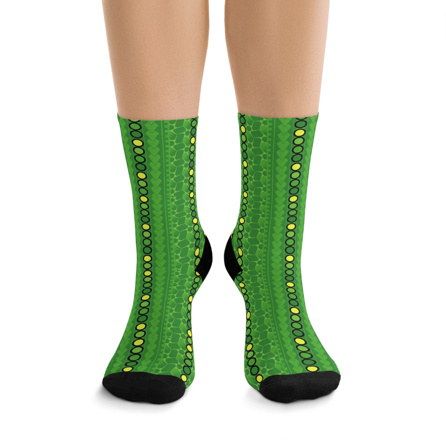 Jamaica Eco-Friendly Fun Green Pattern Socks - Recycled Poly Material