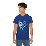 Heart Shape Saint Lucia Flag Cotton T-Shirt