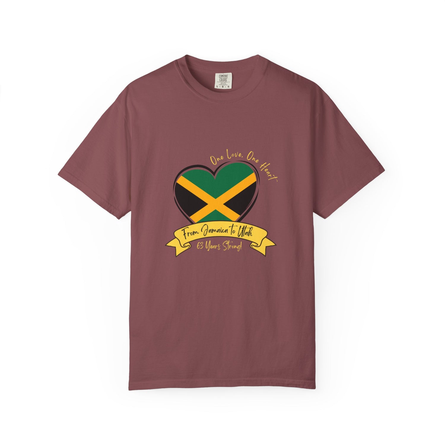 One Love Jamaica- Utah T-Shirt, Garment-Dyed Unisex Tee, Jamaica Pride Shirt, Caribbean Cultural Apparel, Gift for Travelers