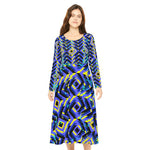 Barbados Long Sleeve Dance Dress - Vibrant Geometric AOP, Stylish Dancewear, Latest Fashion, Perfect for Performances, Gifts for Dancers