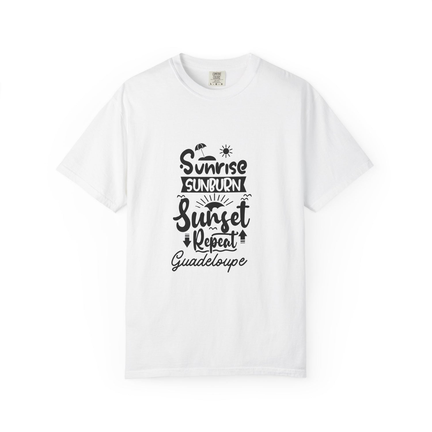 Guadeloupe Sunrise Sunset Unisex Garment-Dyed T-Shirt - Perfect for Beach Lovers & Vacation Vibes