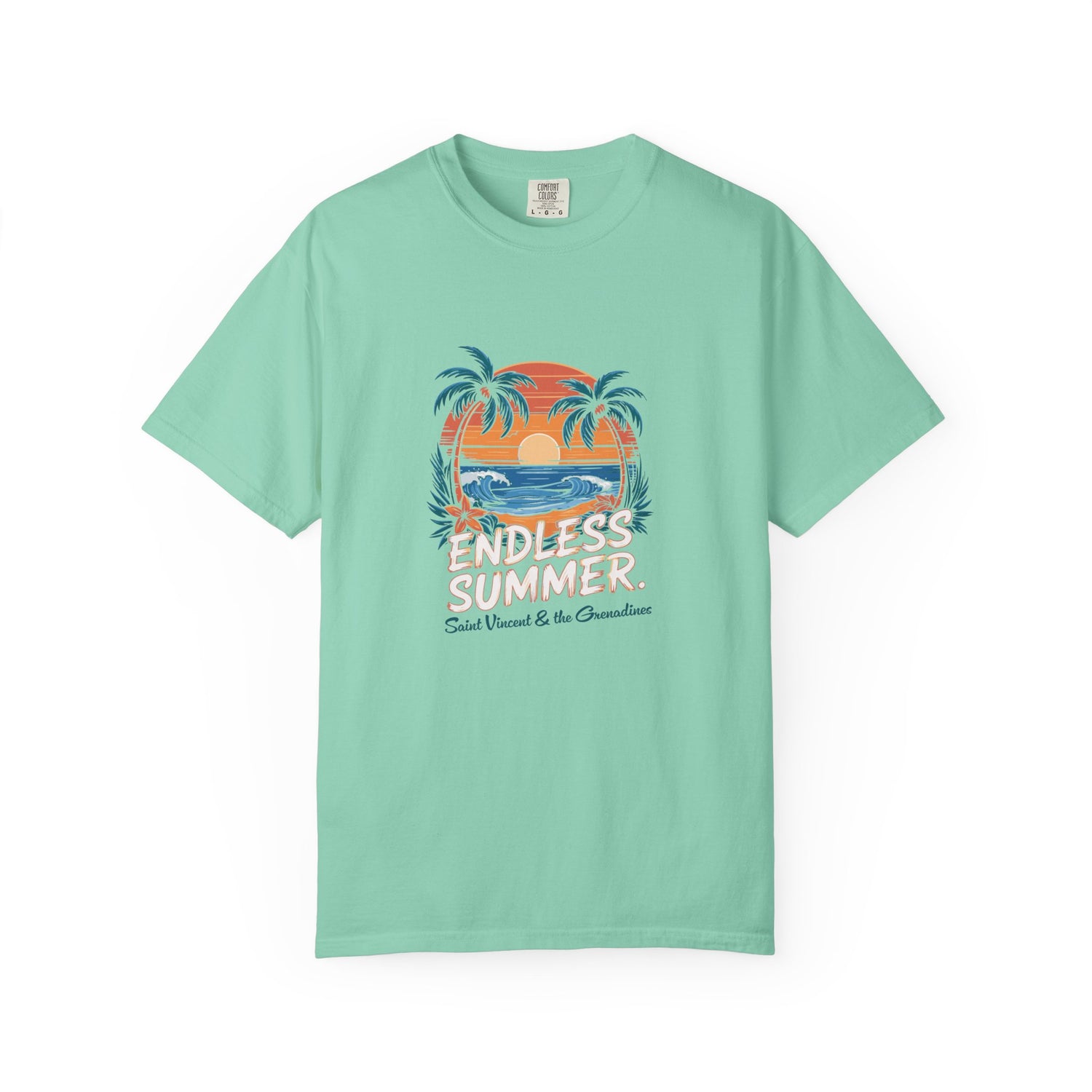 Endless Summer Unisex Garment-Dyed T-Shirt - Vibrant Retro Beach Tee | Saint Vincent & the Grenadines