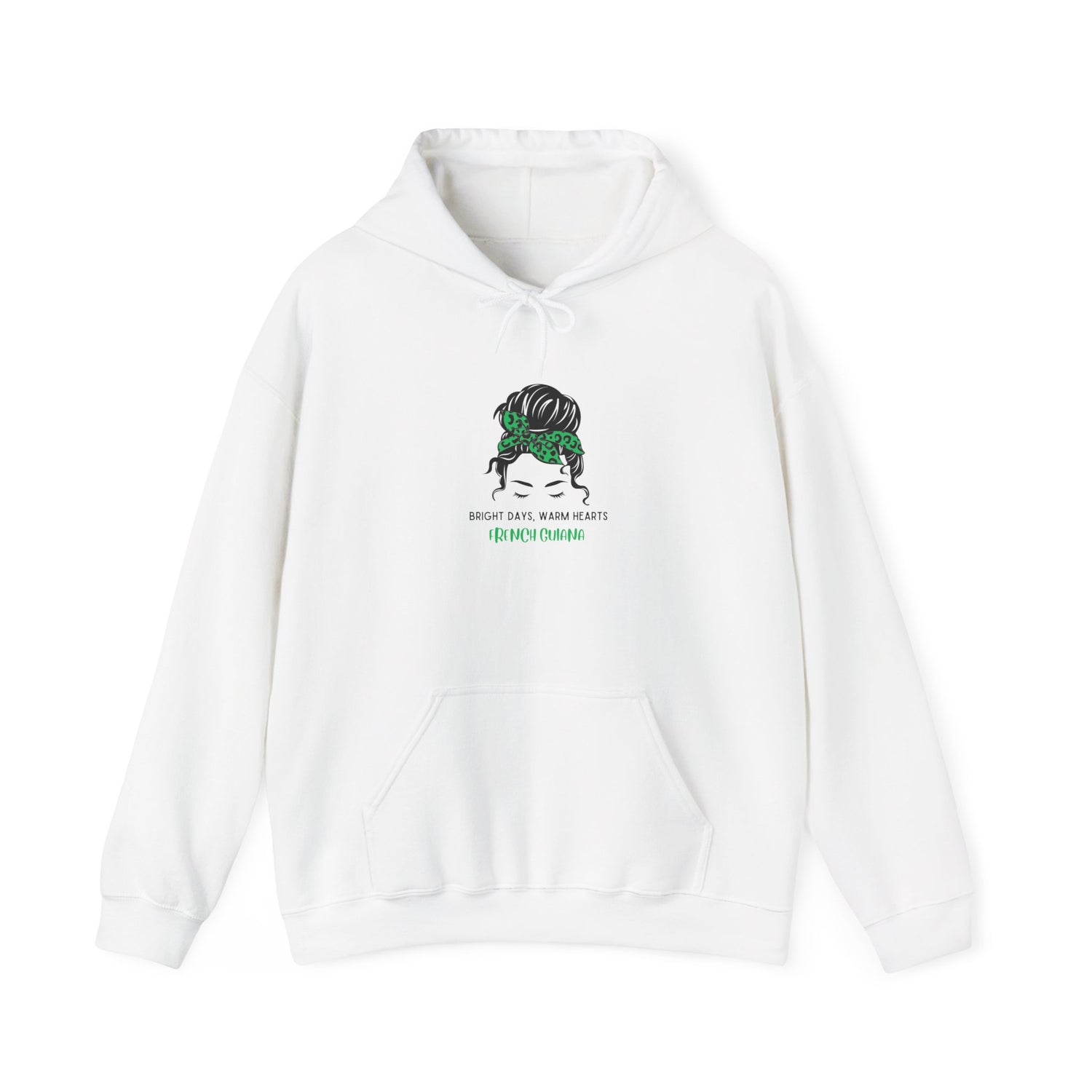 Motivational Hooded Sweatshirt  "Bright Days, Warm Hearts" French Guiana