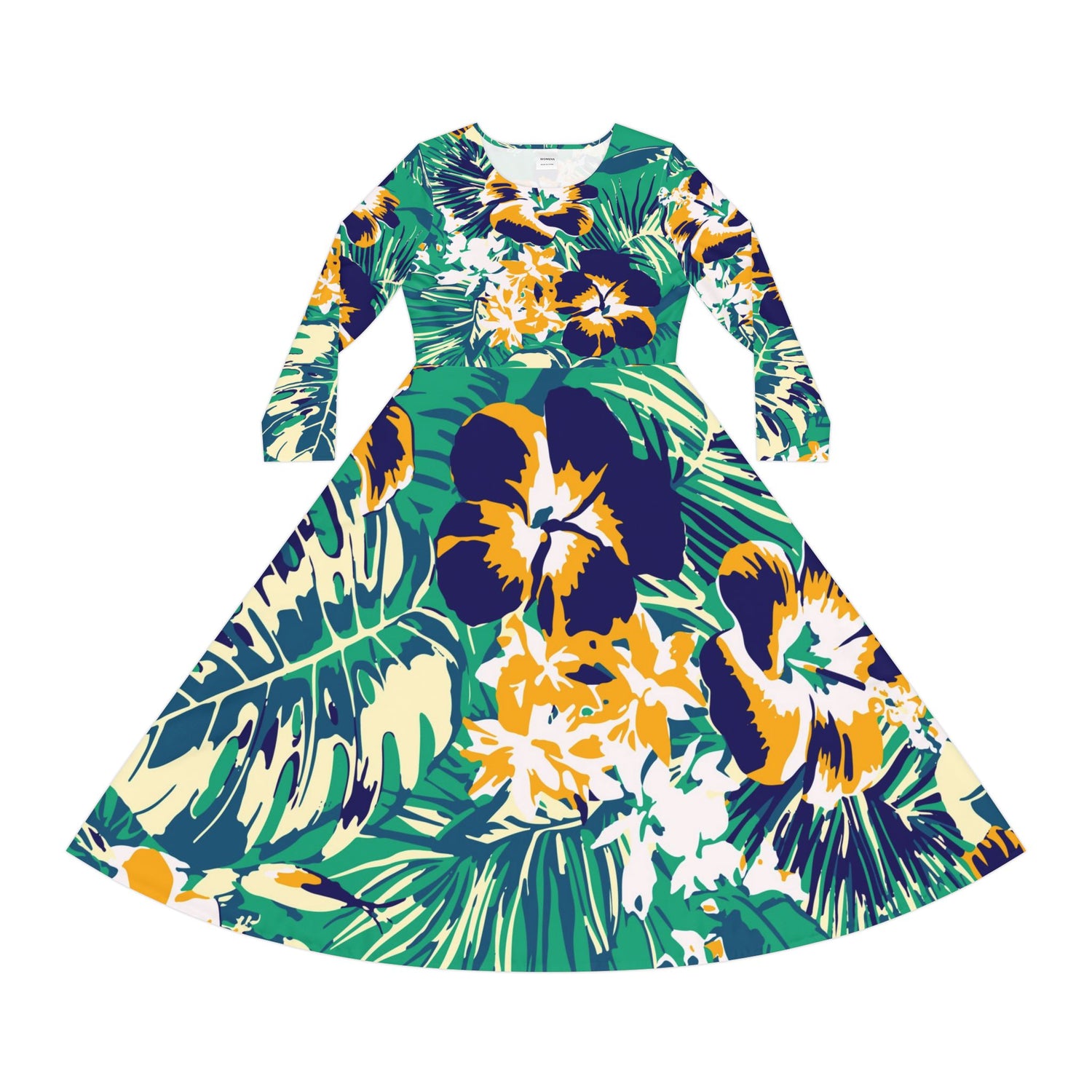 St. Vincent and The Grenadines Tropical Floral Long Sleeve Dance Dress, Perfect for Summer Parties, Dancing, Vacation Wear