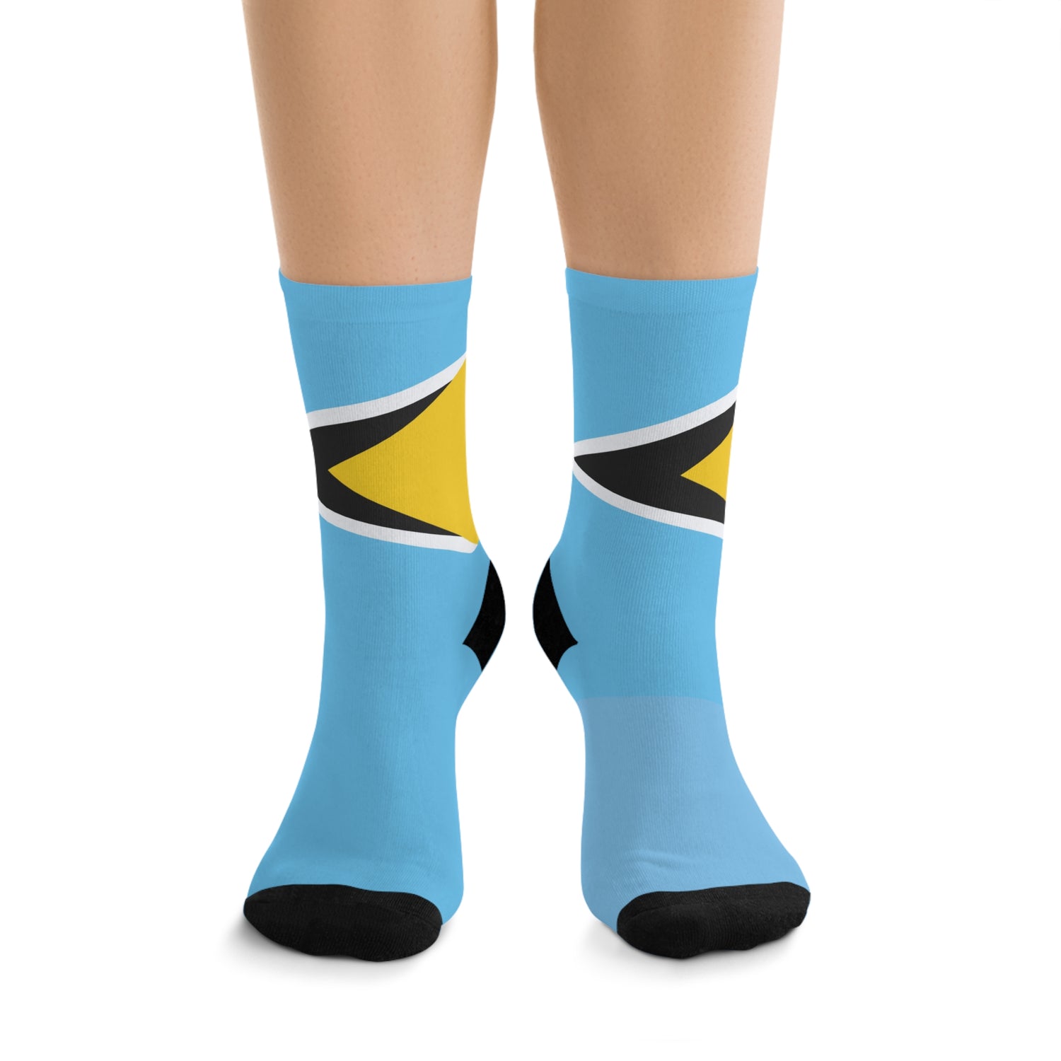 Saint Lucia  Socks, Stylish Recycled Poly Socks, Sustainable Fashion, Fun Gift for Friends, Casual Everyday Wear, Vibrant Sock