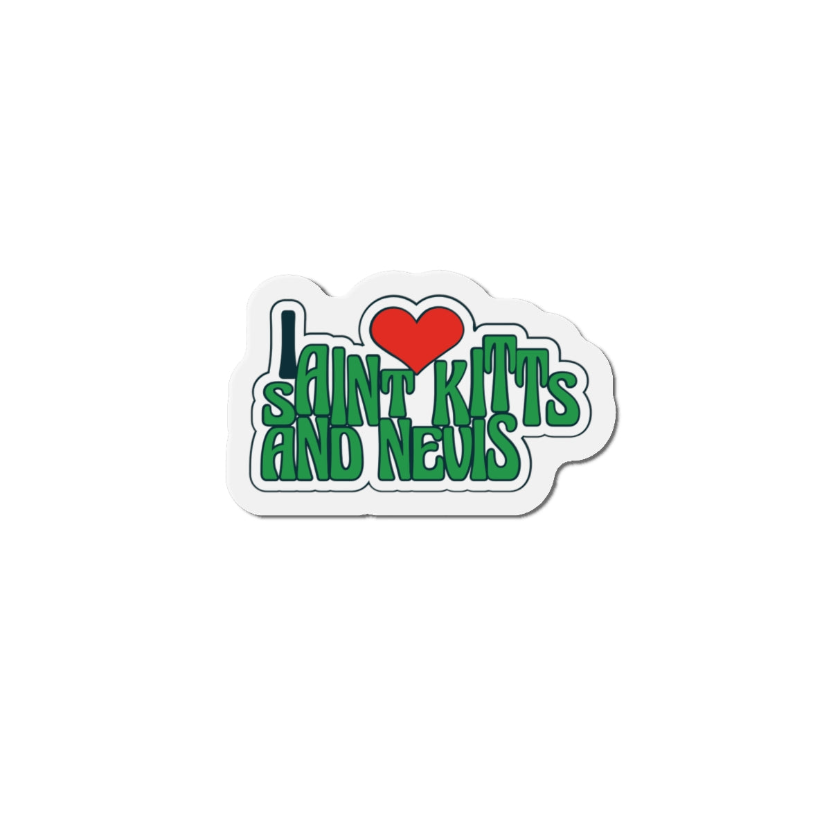 I Love Saint Kitts and Nevis Die-Cut Magnets, Fun Souvenir, Travel Decor, Love for Travel, Caribbean Gift, Refrigerator Magnet