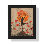 Dancing Silhouette Wall Art, Framed Vertical Poster, Inspirational Home Decor, Gift for Yoga Lovers, Positive Vibes Decoration