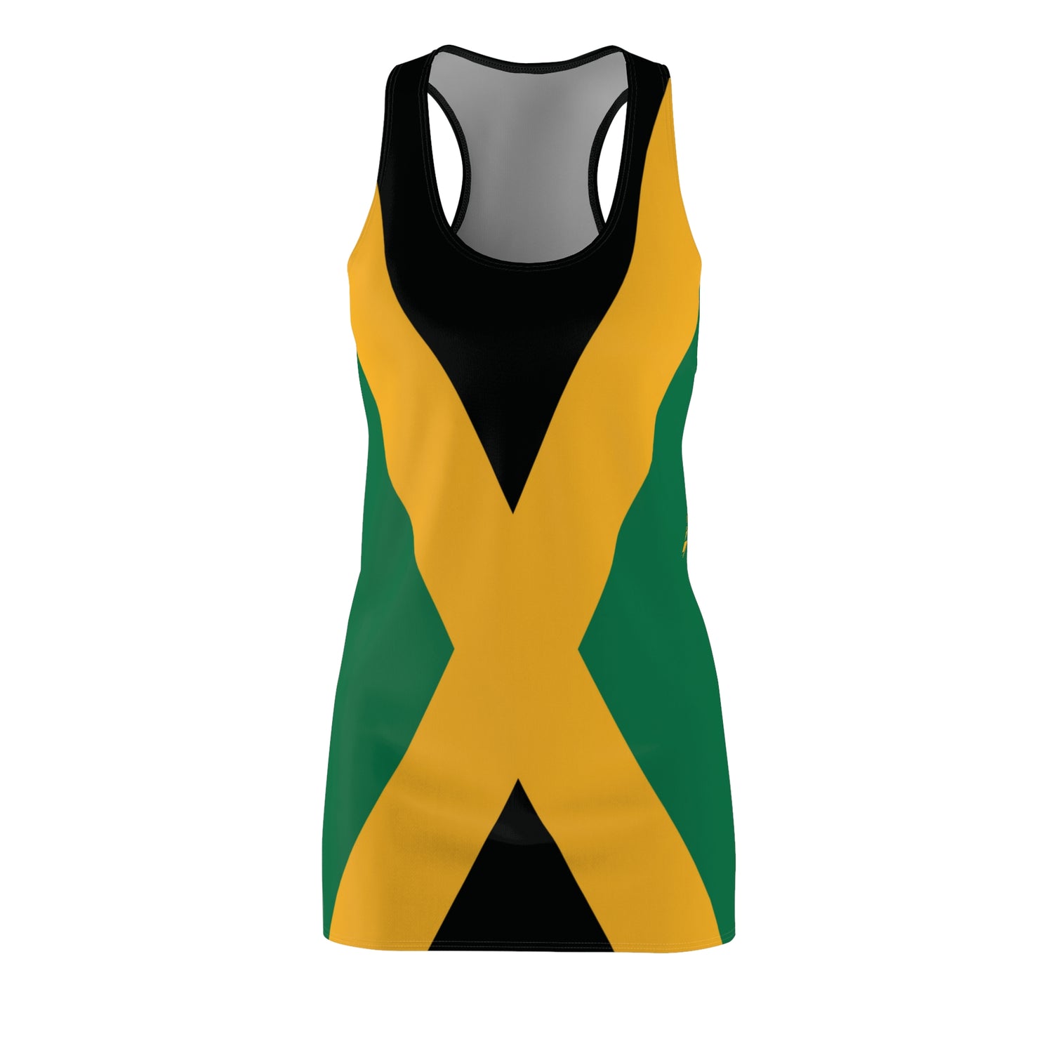 Jamaican Flag Racerback Dress, Summer Dress, Beachwear, Casual Dress, Festival Outfit, Vacation Apparel