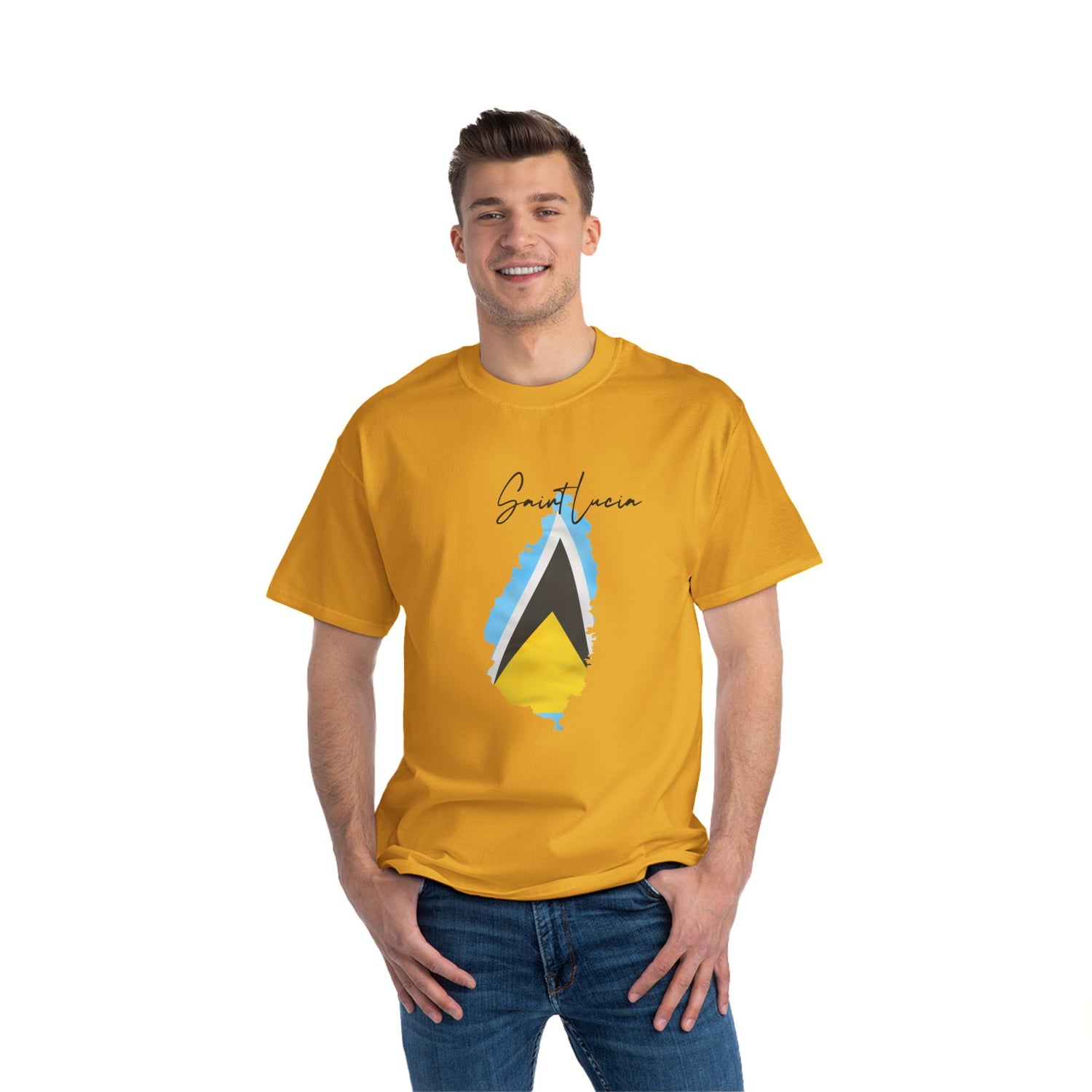 Saint Lucia Map Shape Flag T-Shirt