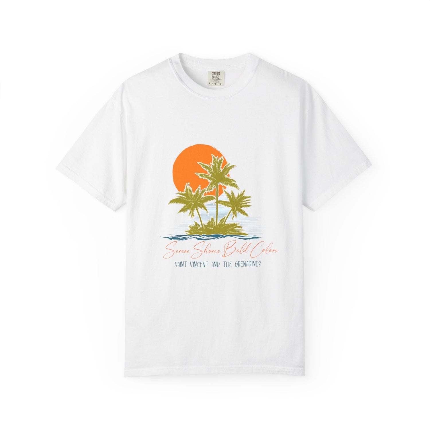 Tropical Vibe Unisex T-Shirt - "Some Shores Bold Colors" Sun & Palm Design | Saint Vincent & the Grenadines