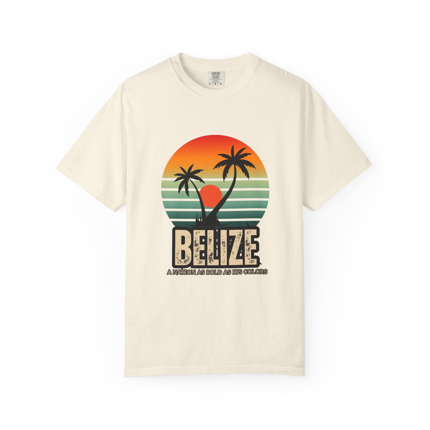 Belize Sunset Vintage Tee – Unisex Garment-Dyed Tropical Shirt