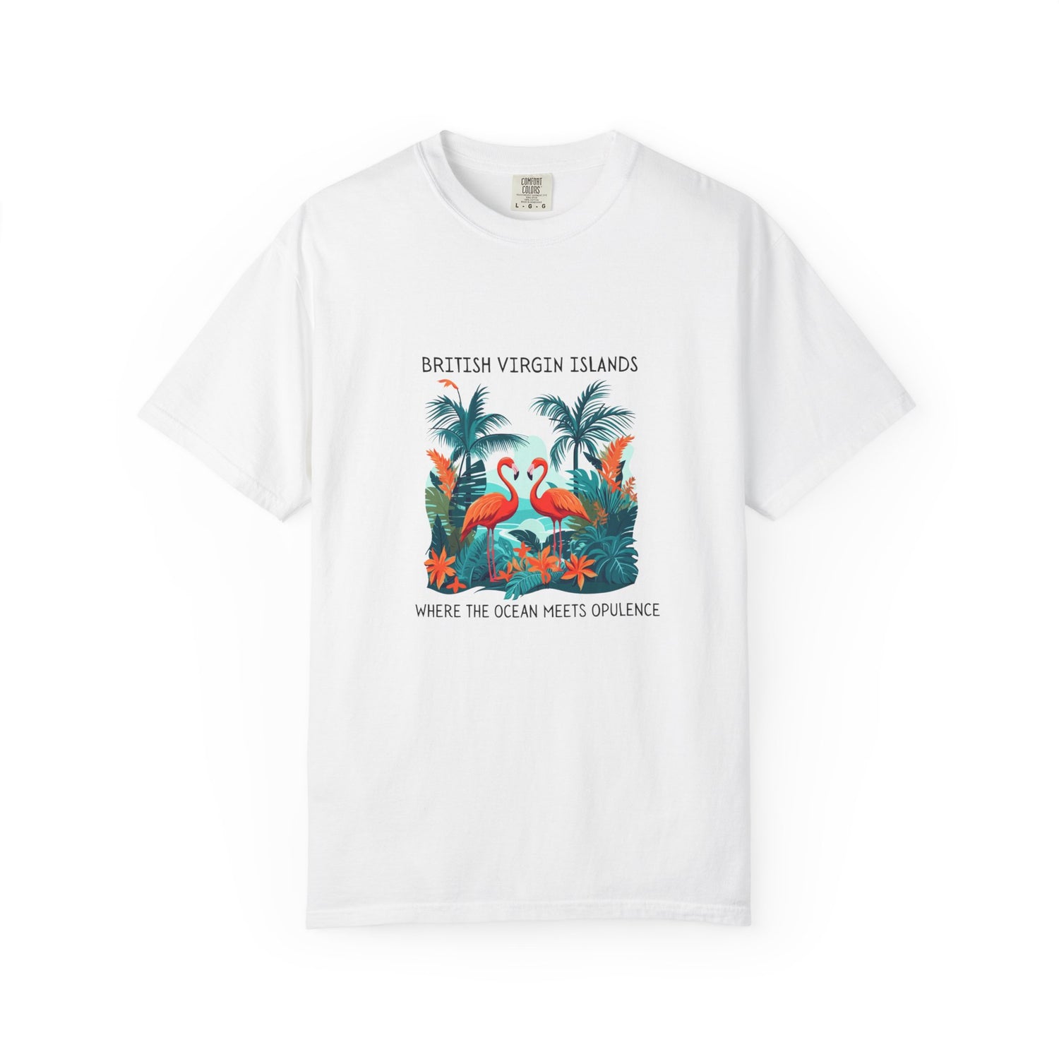 British Virgin Islands Tropical T-Shirt | Unisex Garment-Dyed Tee with Flamingos