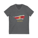 Suriname Flag  Short Sleeve V-Neck Tee