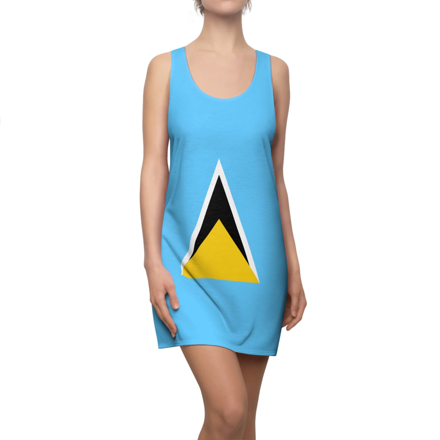 Saint Lucia  Racerback Dress with Triangular Design - Perfect for Summer, Beach Days, Outdoor Events, Vacation Wear, or Casual Outings