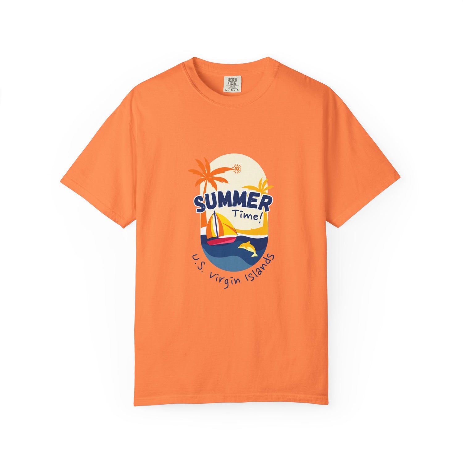 U.S. Virgin Islands T-Shirt Summer Vibes T-Shirt - Unisex Garment-Dyed Tee, U.S. Virgin Islands, Vacation Wear, Beach Trip Essential, Summer Apparel