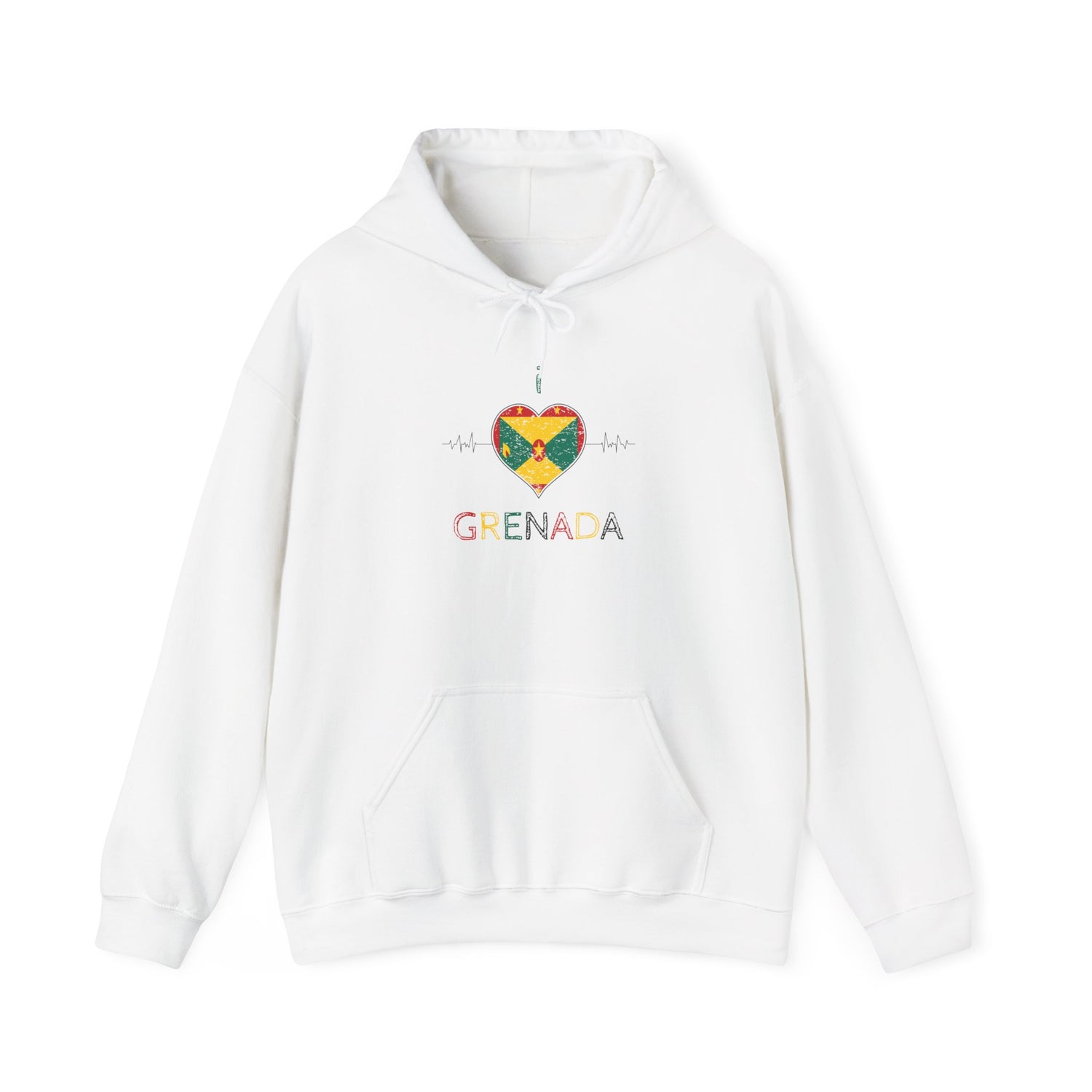 I Love Grenada Heart Shaped Flag Hooded Sweatshirt