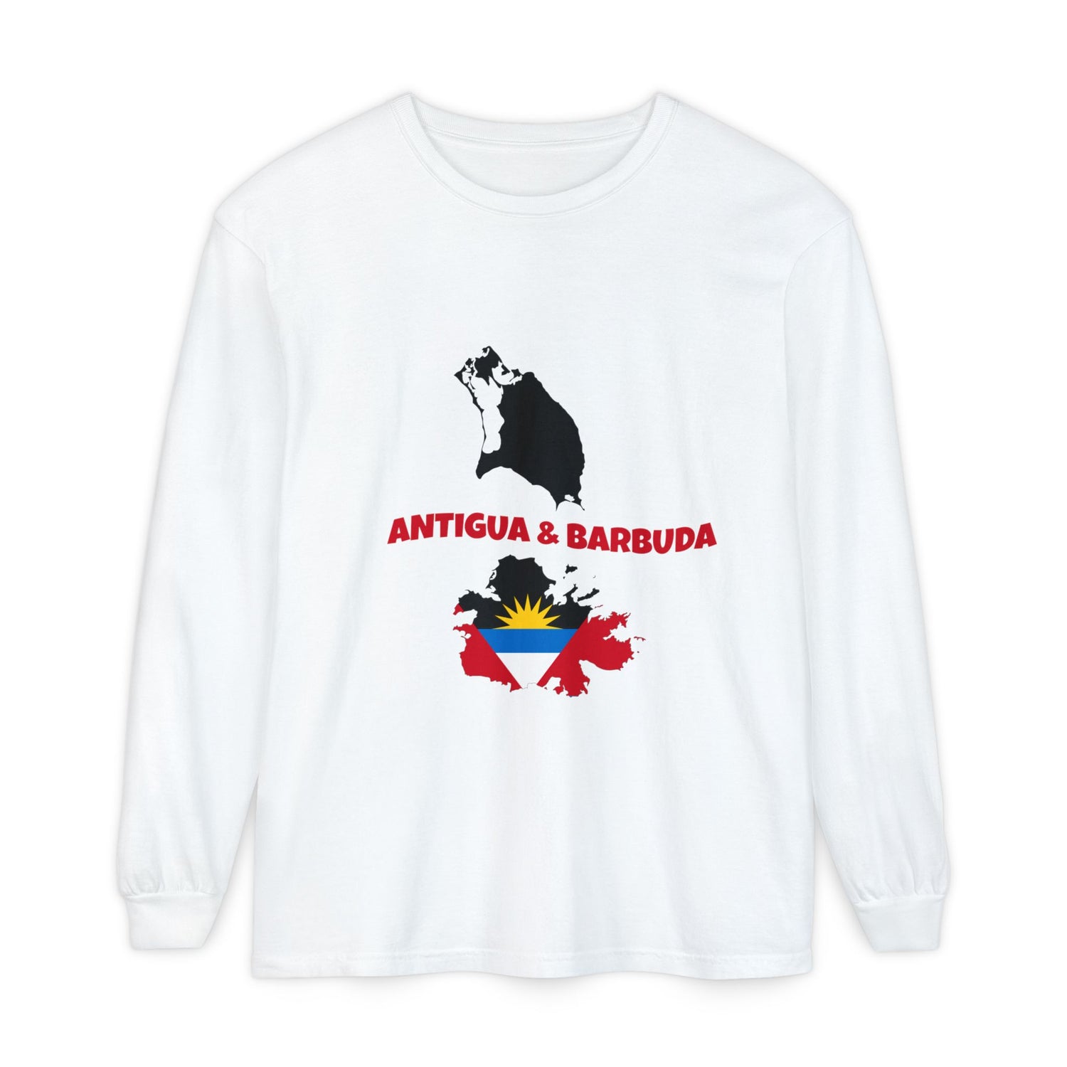Antigua & Barbuda Map and Flag Long Sleeve T-Shirt | Island Pride Travel Tee