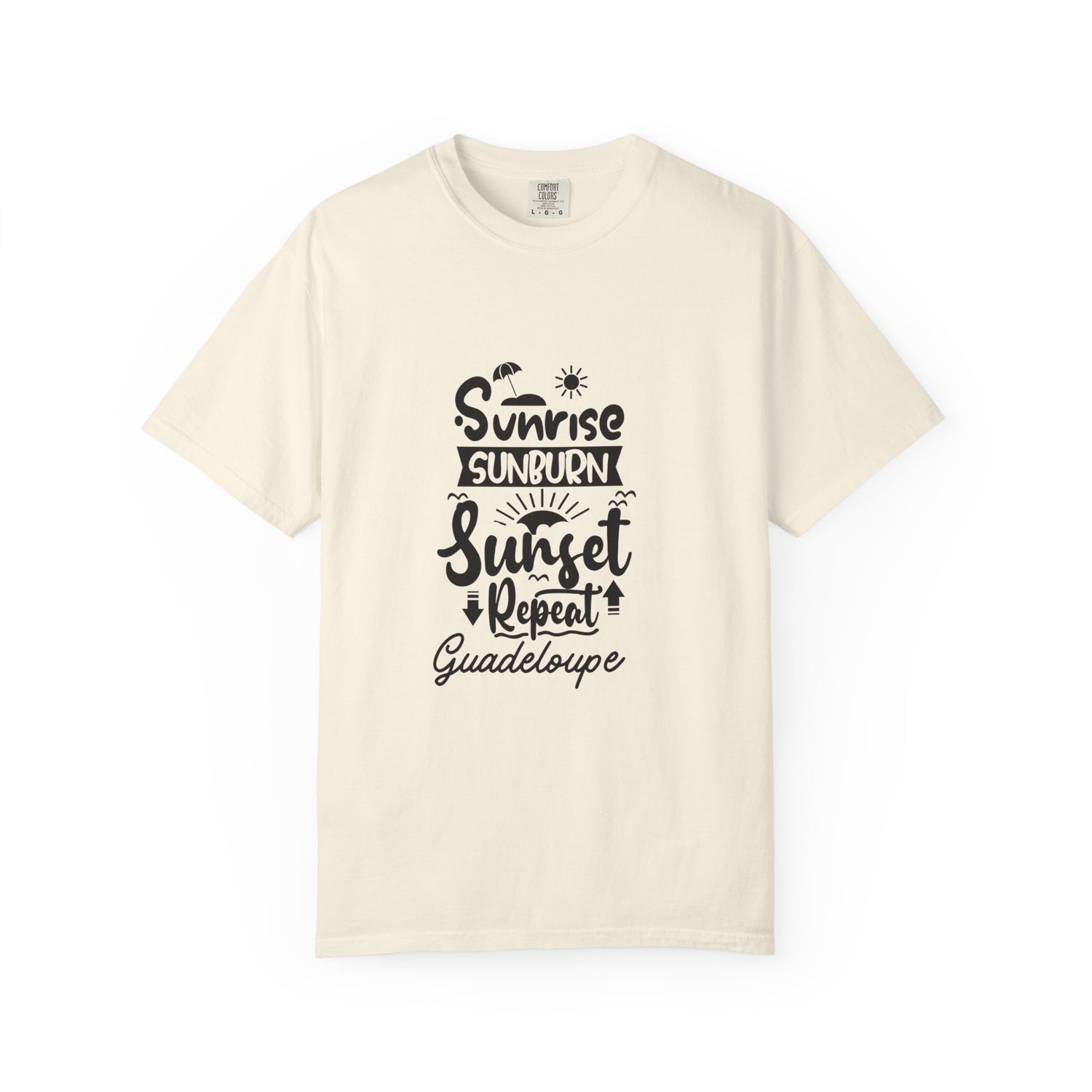 Guadeloupe Sunrise Sunset Unisex Garment-Dyed T-Shirt - Perfect for Beach Lovers & Vacation Vibes