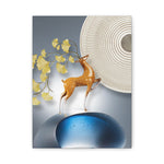 Modern Stretched Canvas Art - Chic Deer & Floral Design