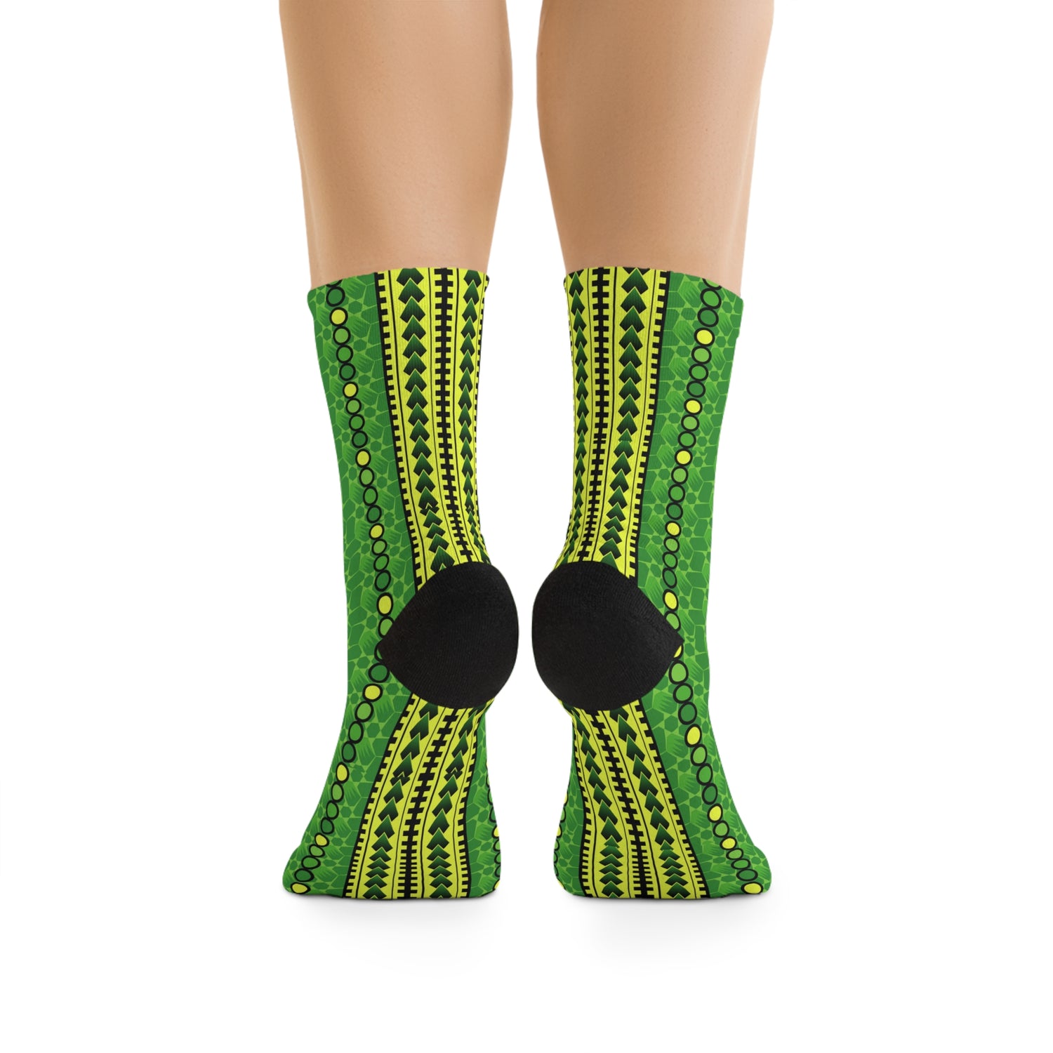 Jamaica Eco-Friendly Fun Green Pattern Socks - Recycled Poly Material