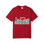 I Love Dominica Unisex Garment-Dyed T-Shirt - Perfect for Travelers and Locals