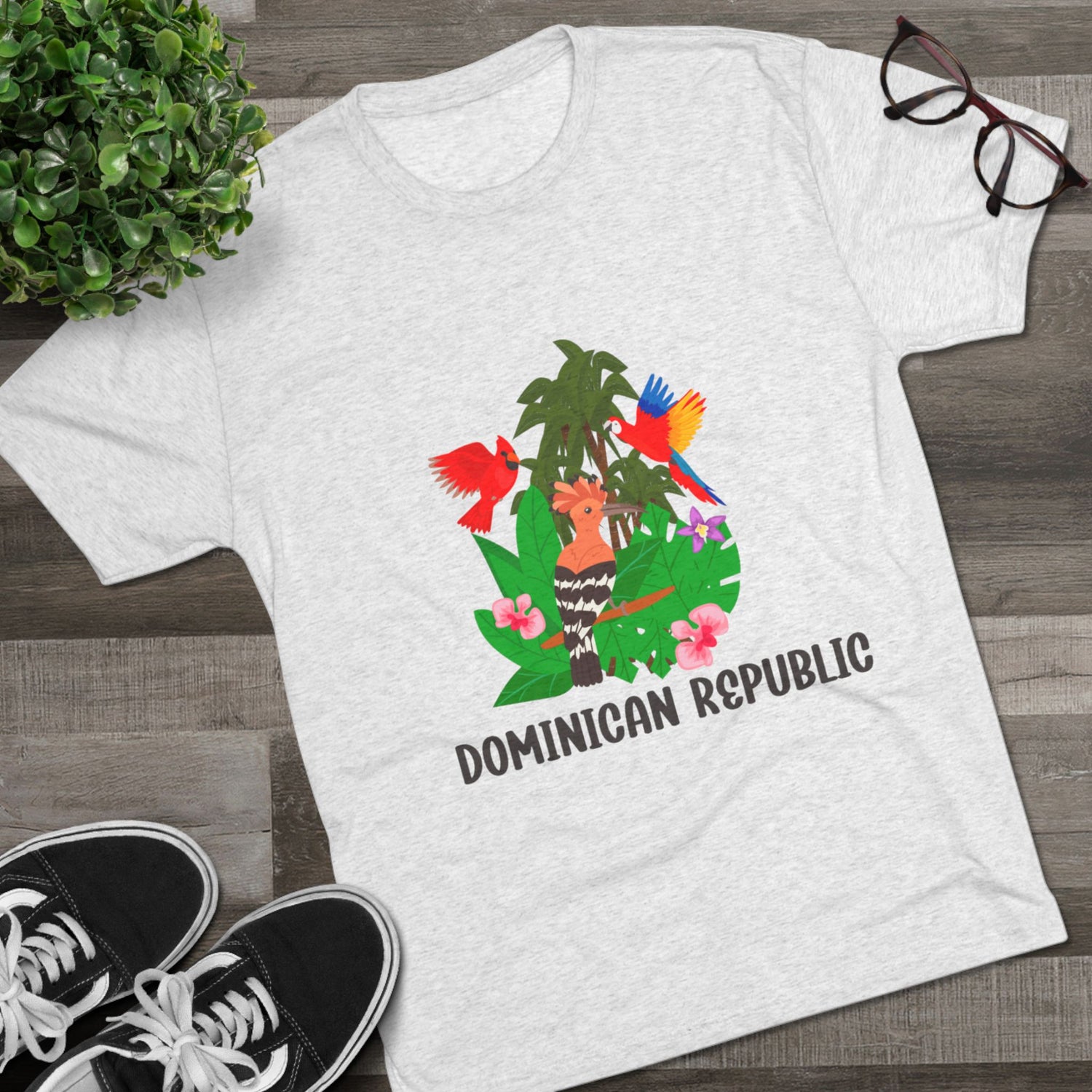 Tropical Dominican Republic Crew Tee - Unisex Tri-Blend
